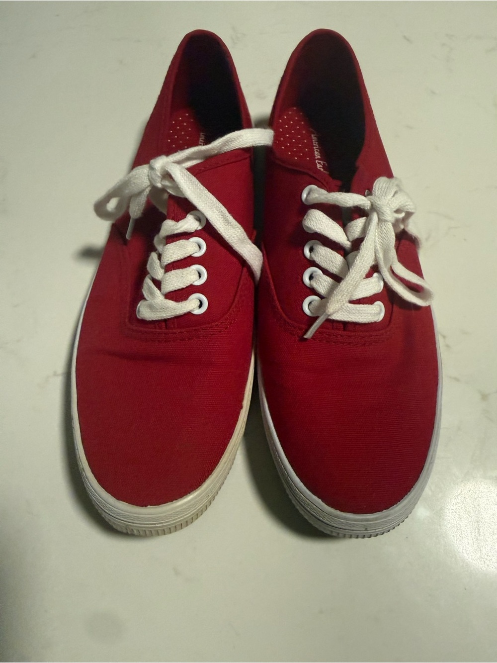 Women’s  Red Canvas Lace-Up Sneakers